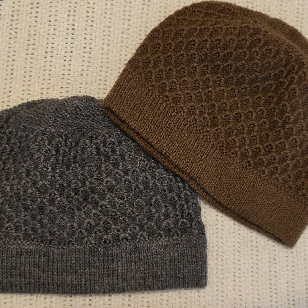 Set of 2 Alpaca Knit Beanies – Brown & Beige✨ Unisex • New • Ultra Soft & Warm